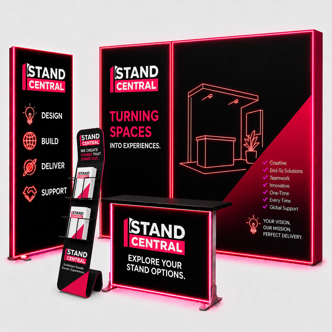 complete exhibition stand led xl kit – 3×6 w/ lit stand