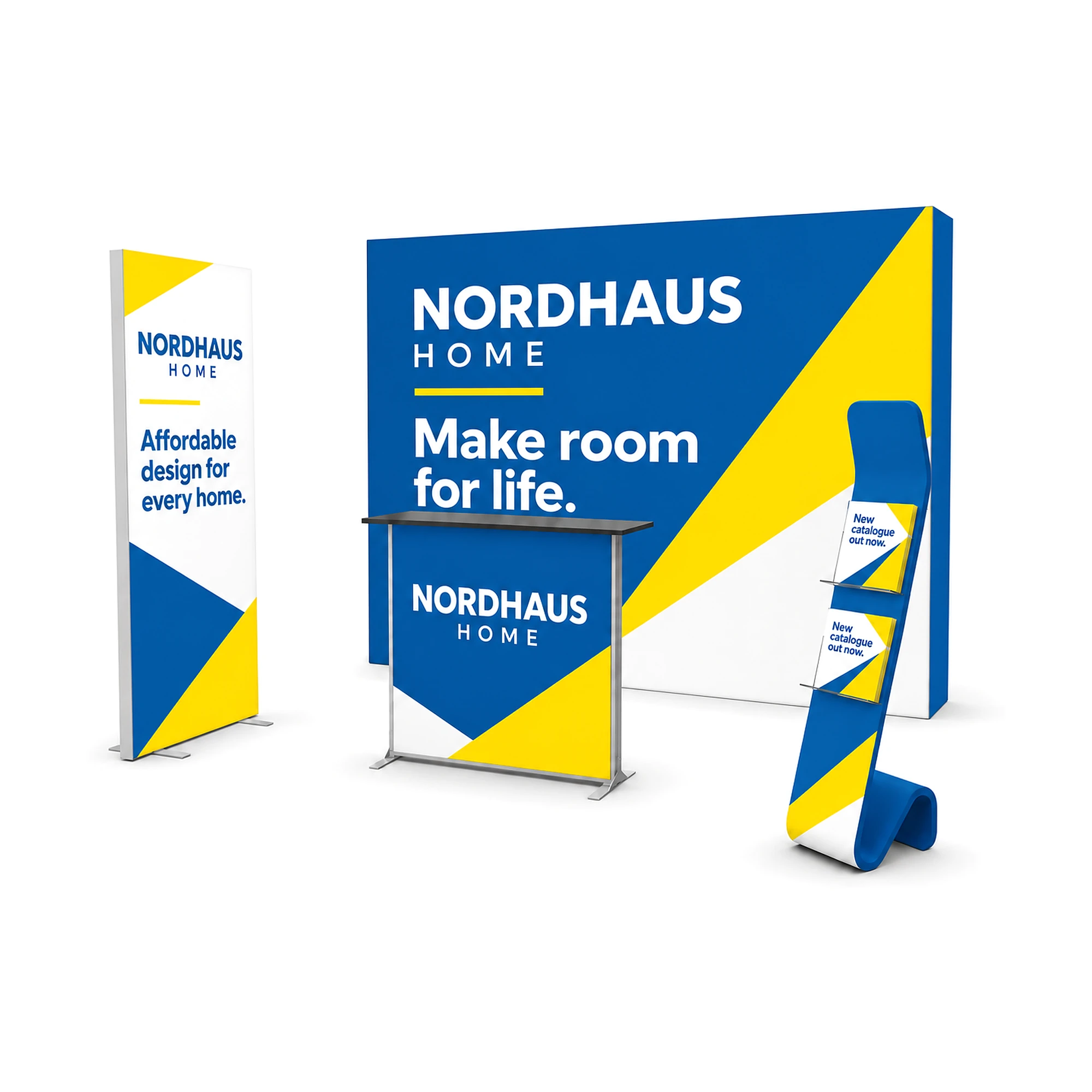LED lightbox exhibition stand kit with backlit wall, counter and literature stand