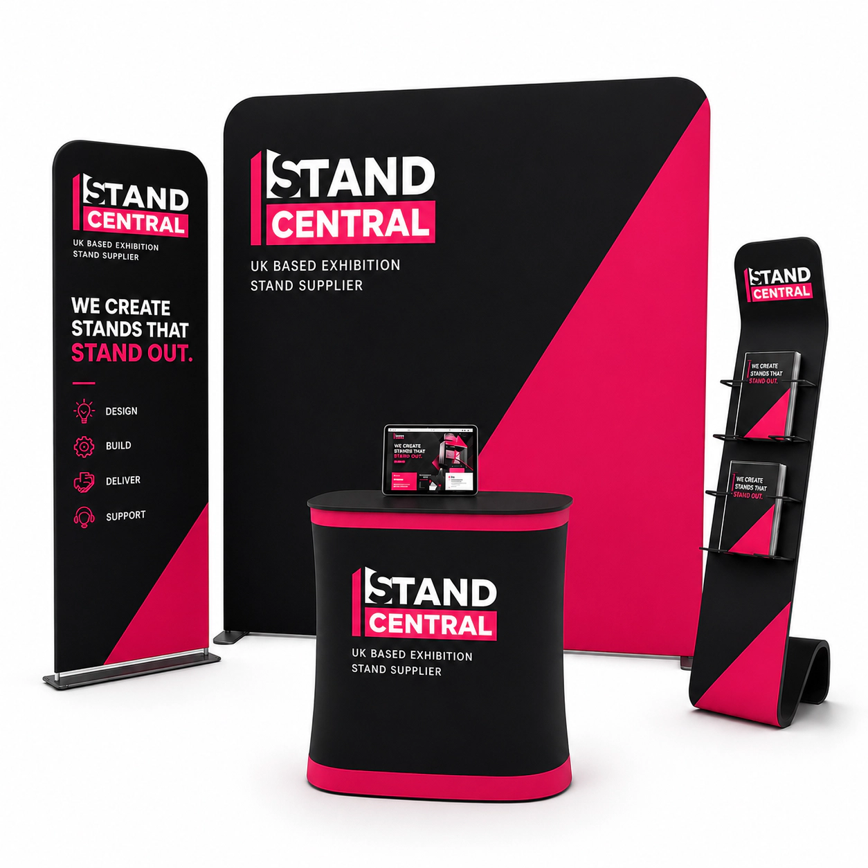 complete exhibition stand starter kit – 3×3 w/ lit stand