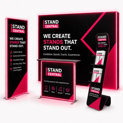 complete exhibition stand led kit – 3×3 w/ lit stand