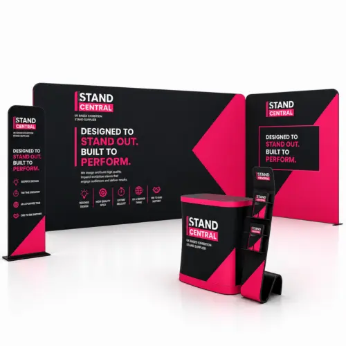complete exhibition stand starter xl kit – 3×6 w/ lit stand