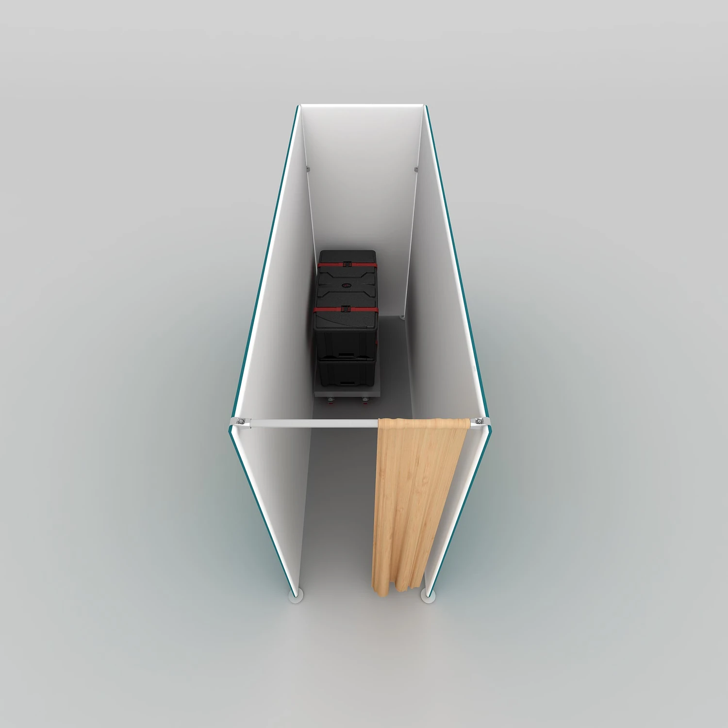 10ft WaveLine Media STOR FD, top view into the built-in storage room