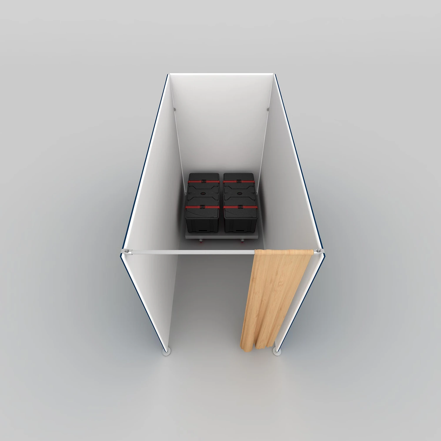 10ft WaveLine Media STOR FE, top view into the built-in storage room
