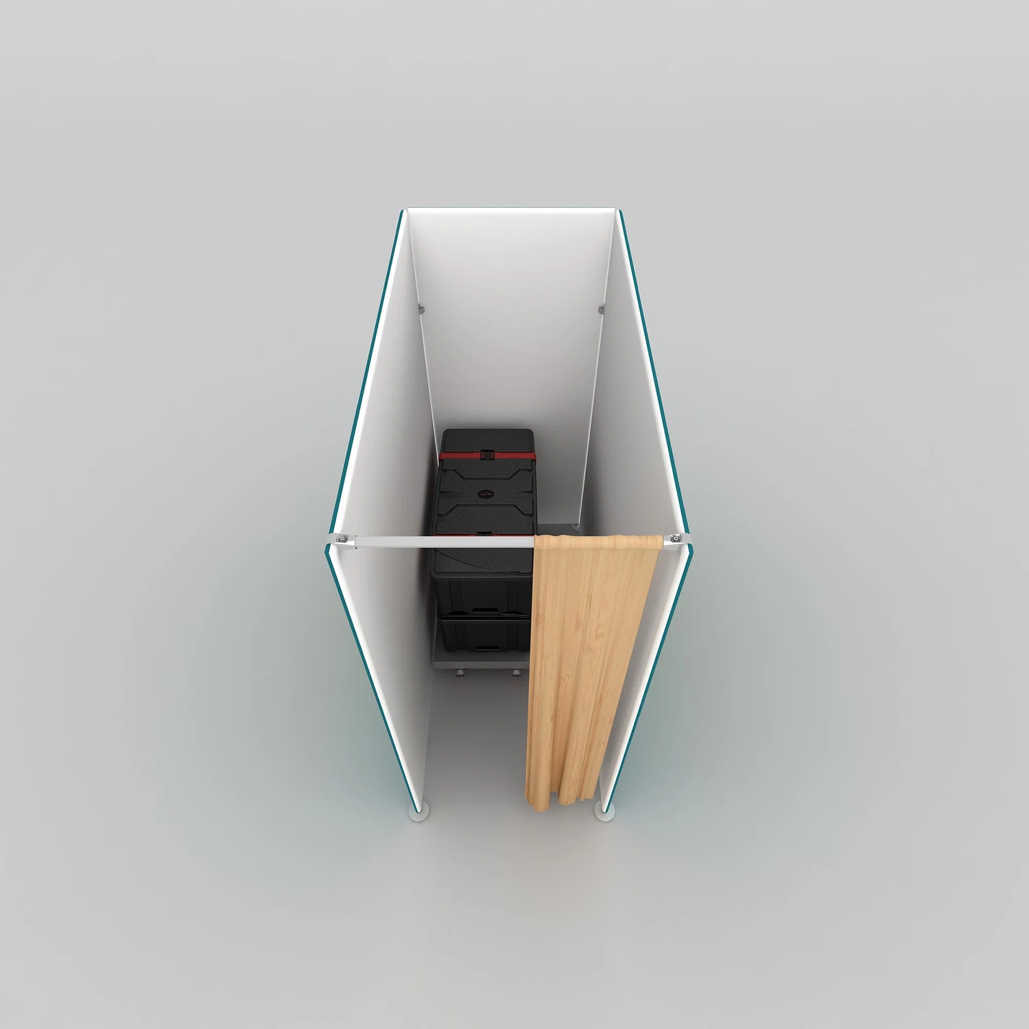 7ft WaveLine Media STOR ND, top view into the built-in storage room