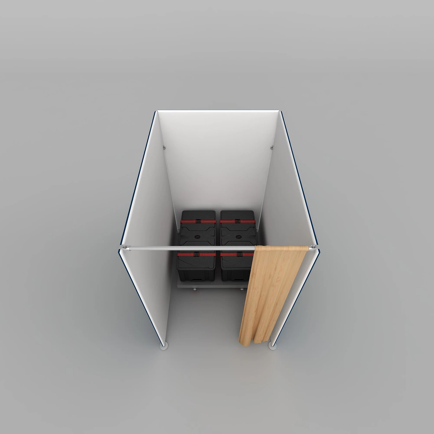 7ft WaveLine Media STOR NE, top view into the storage room with the door open