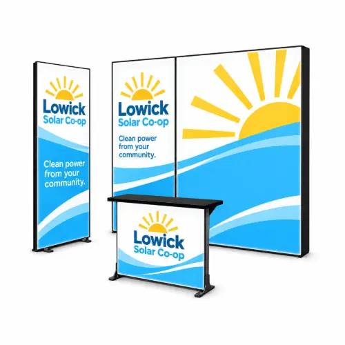 Complete Exhibition Stand LED XL Kit – 3×6, shown with example artwork
