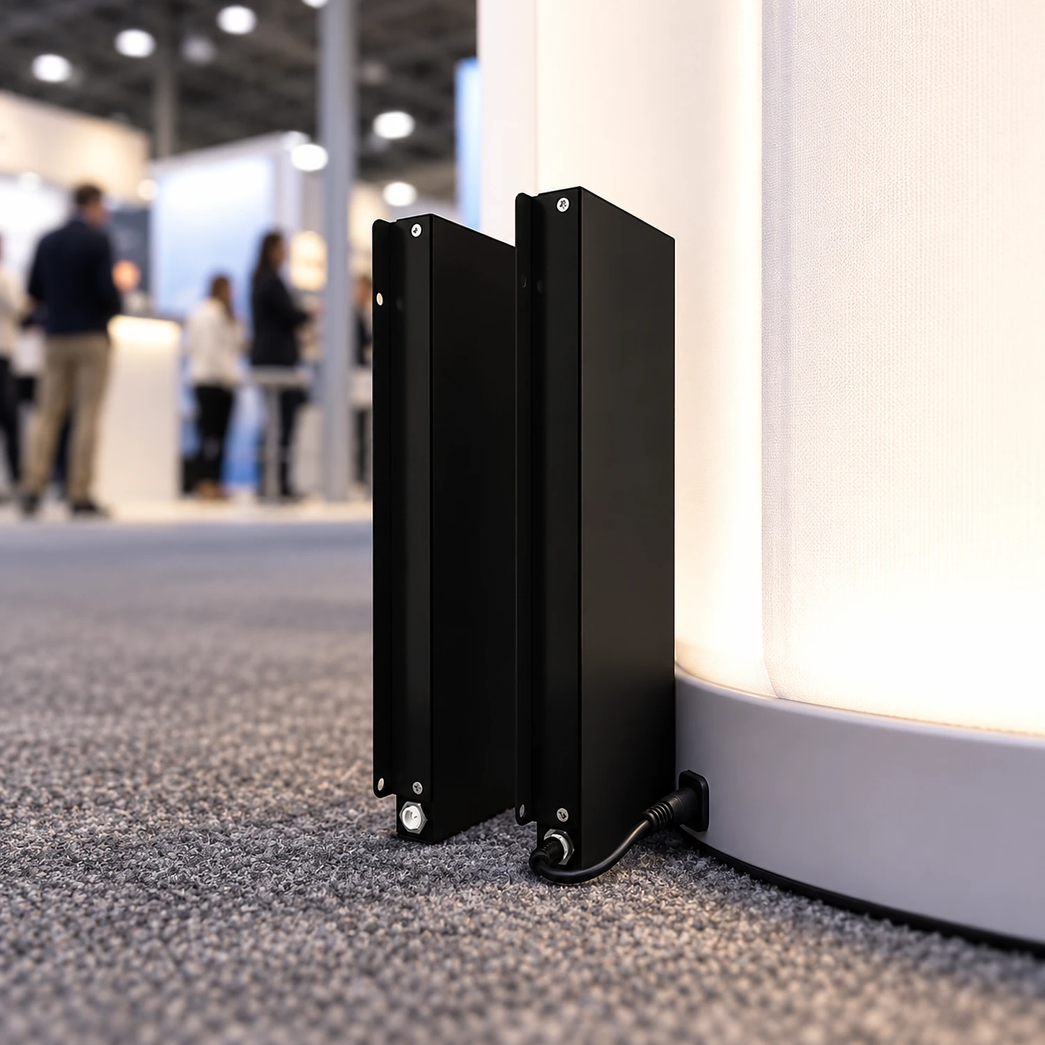 Rechargeable battery powering an illuminated counter at a show