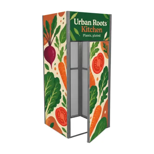 1.05m x 2.5m Vector Three-Sided Storeroom Module with example artwork