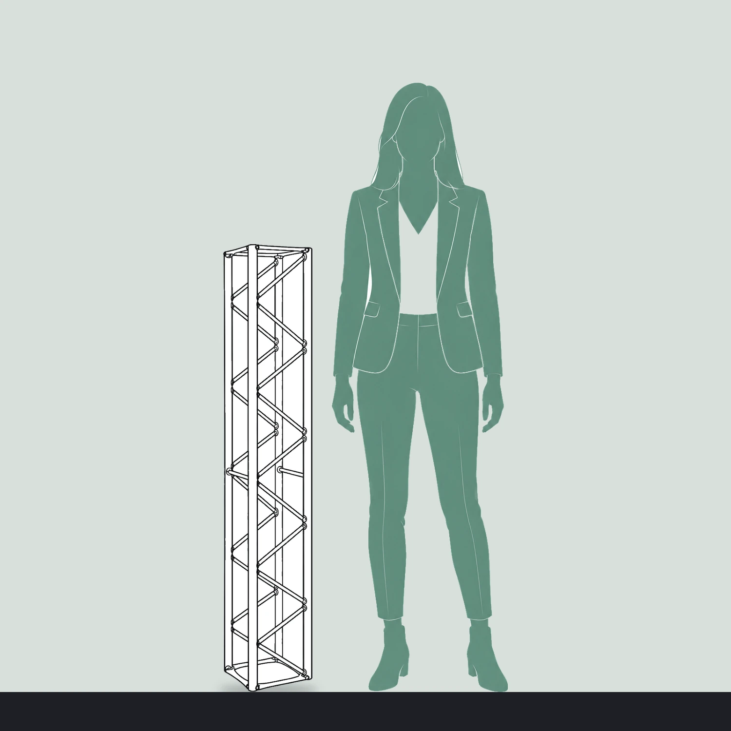 1.25m straight truss section size compared with a person