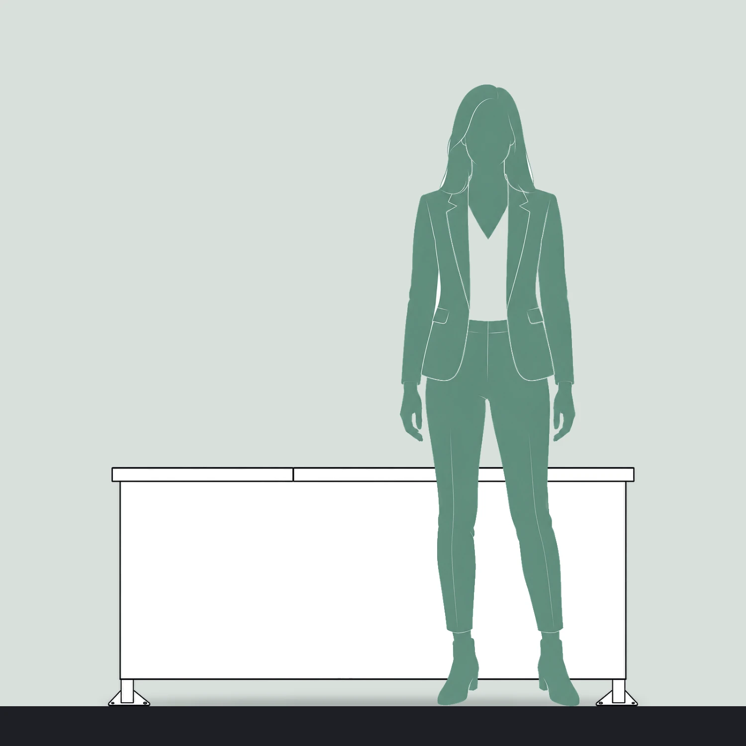 1.45m Zoom Printed Outdoor Event Table size compared with a person