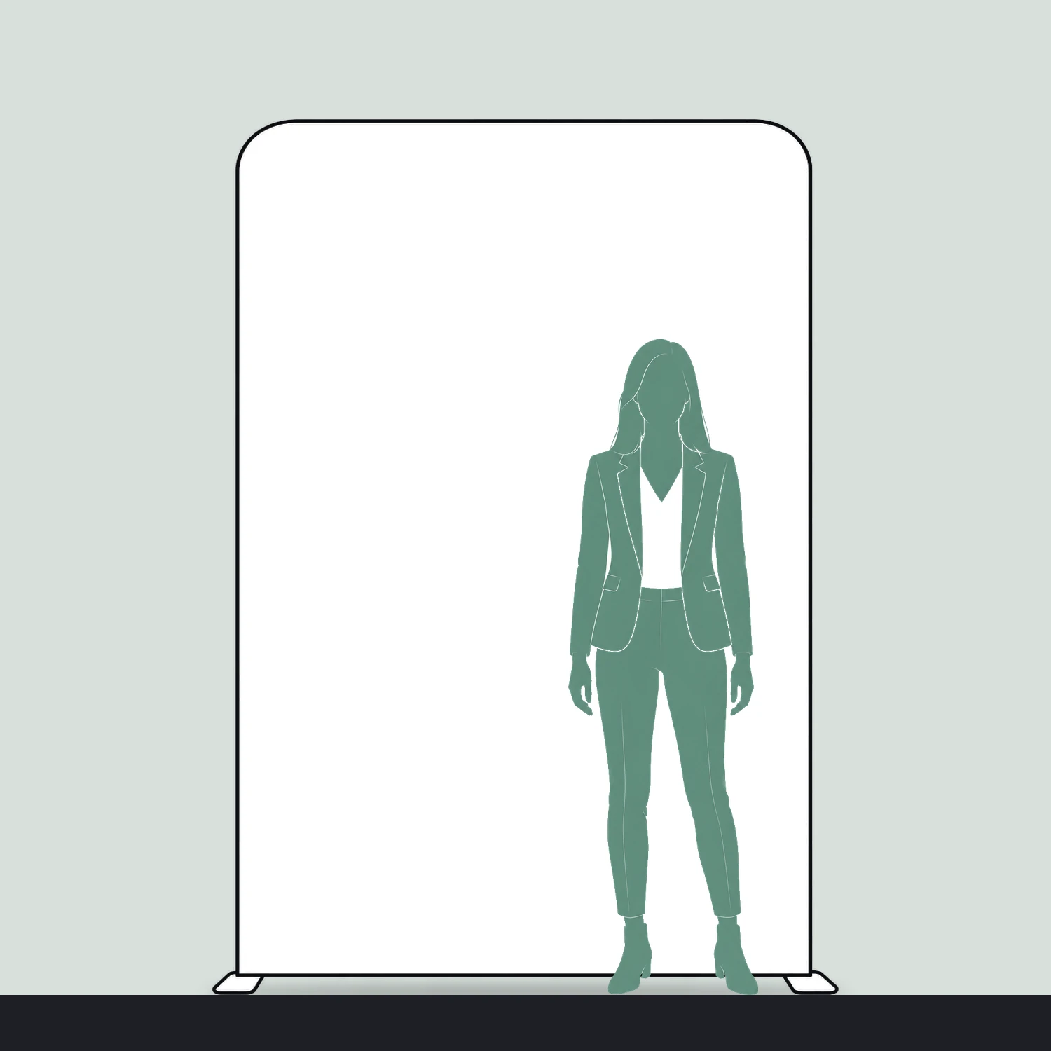 1.5m Straight Stretch Fabric Display Wall size compared with a person