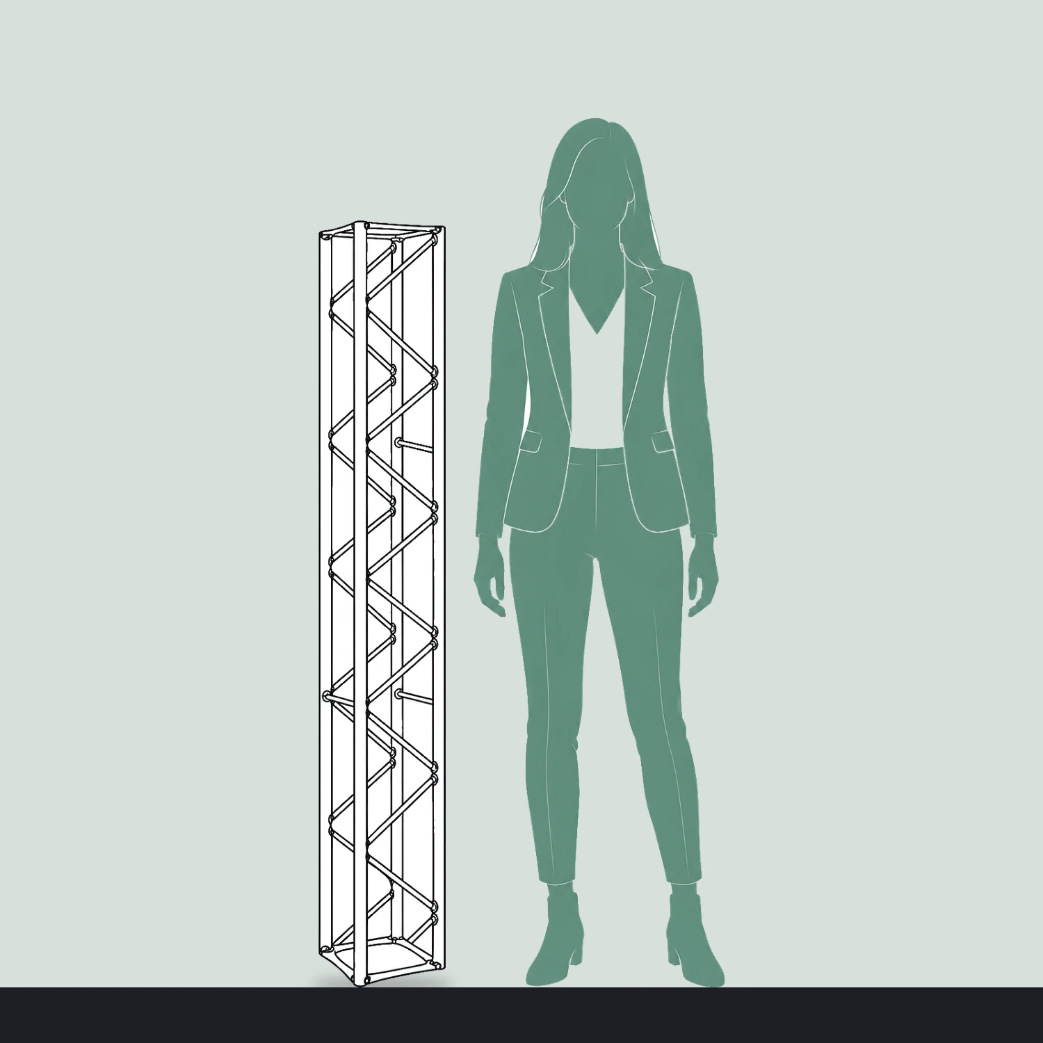 1.5m straight truss section size compared with a person