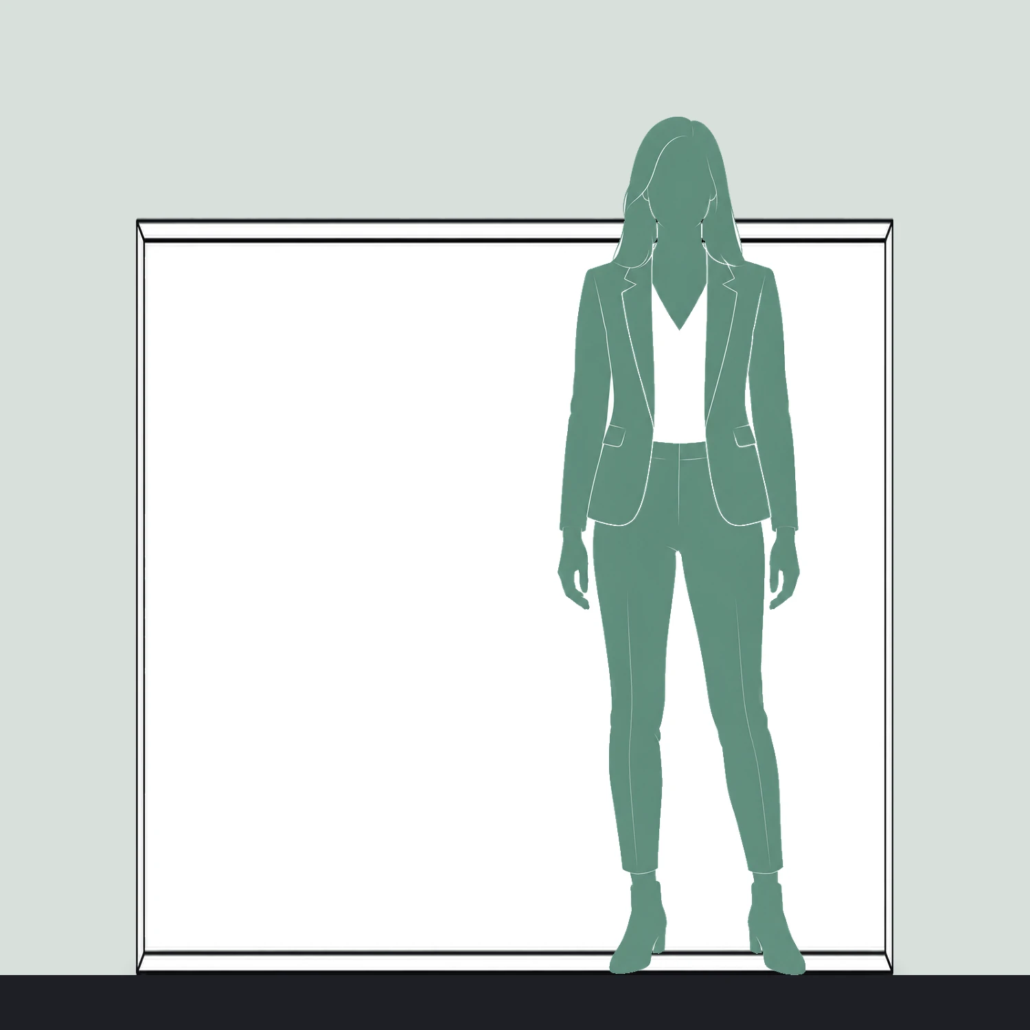 1.5m x 1.5m Illuminova Wall Mounted SEG Lightbox size compared with a person