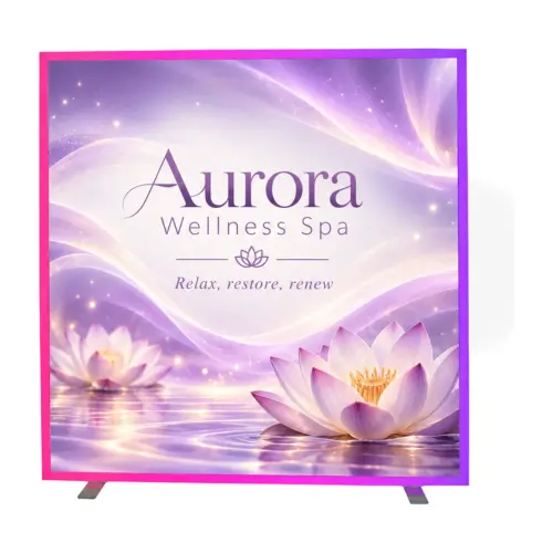 2m x 2m IllumiGLOW RGB Illuminated Display Frame with example artwork