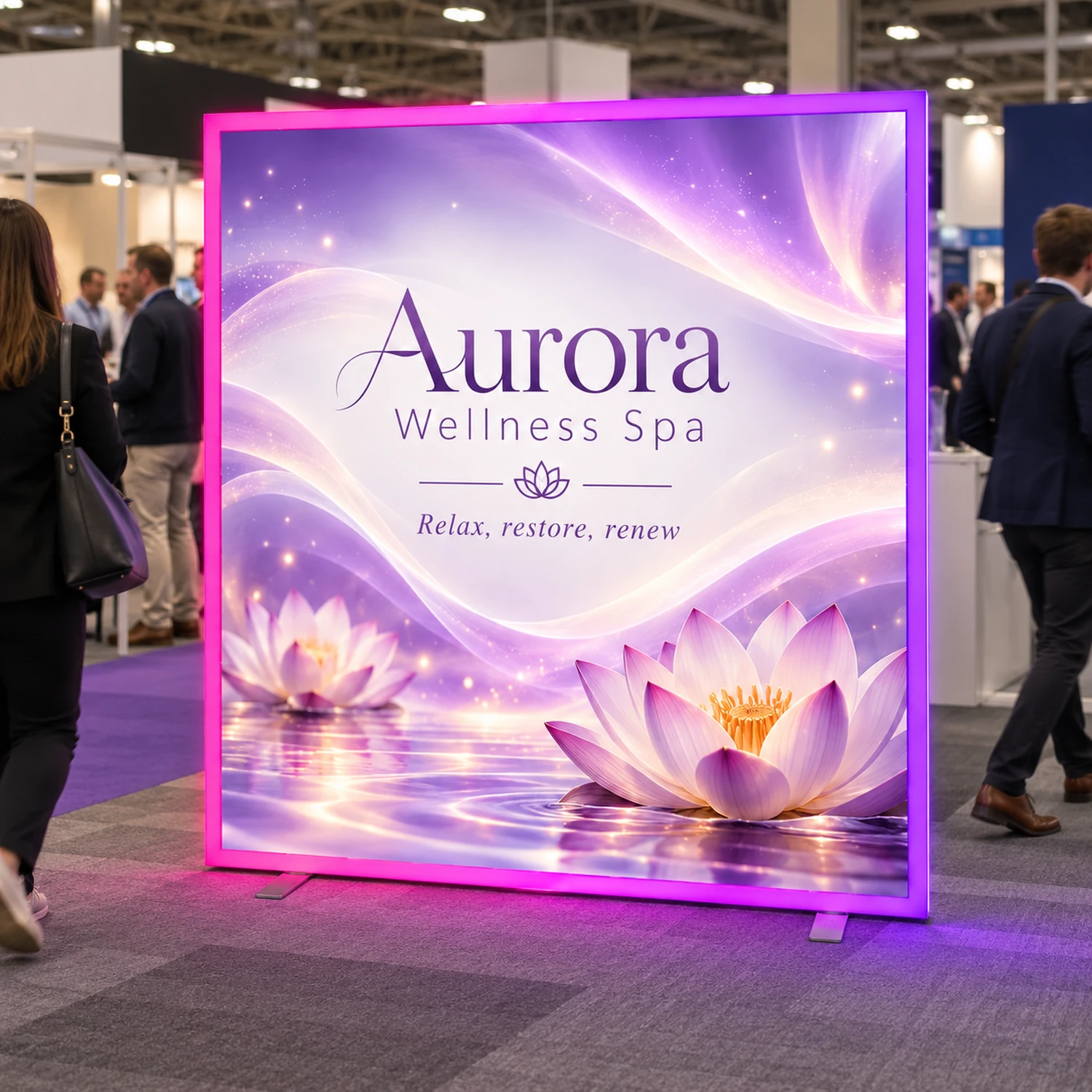 2m x 2m IllumiGLOW RGB Illuminated Display Frame in use at an event