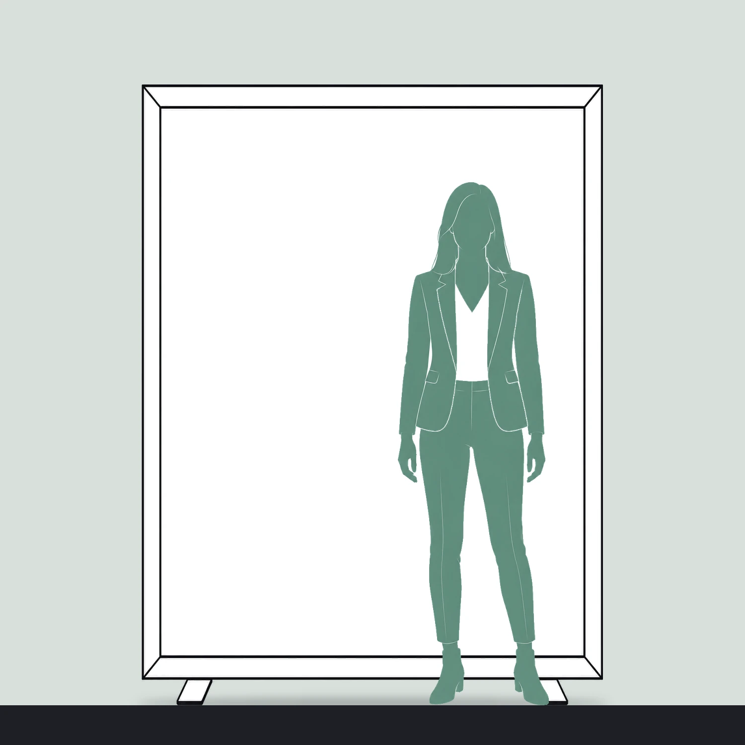 1.5m x 2m IllumiGLOW RGB Illuminated Display Frame with LED Lightbox size compared with a person