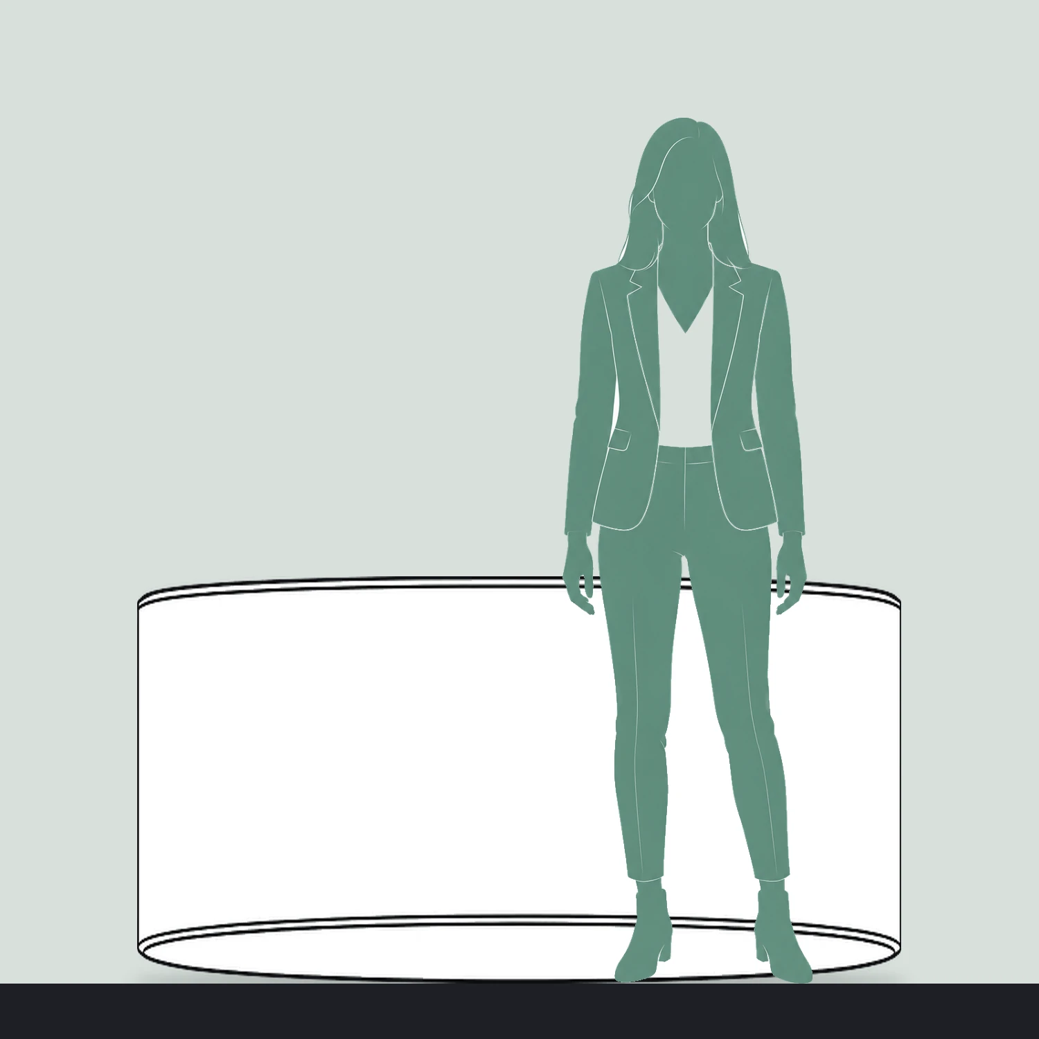 1.5m x 800mm Formulate Circular Hanging Banner size compared with a person