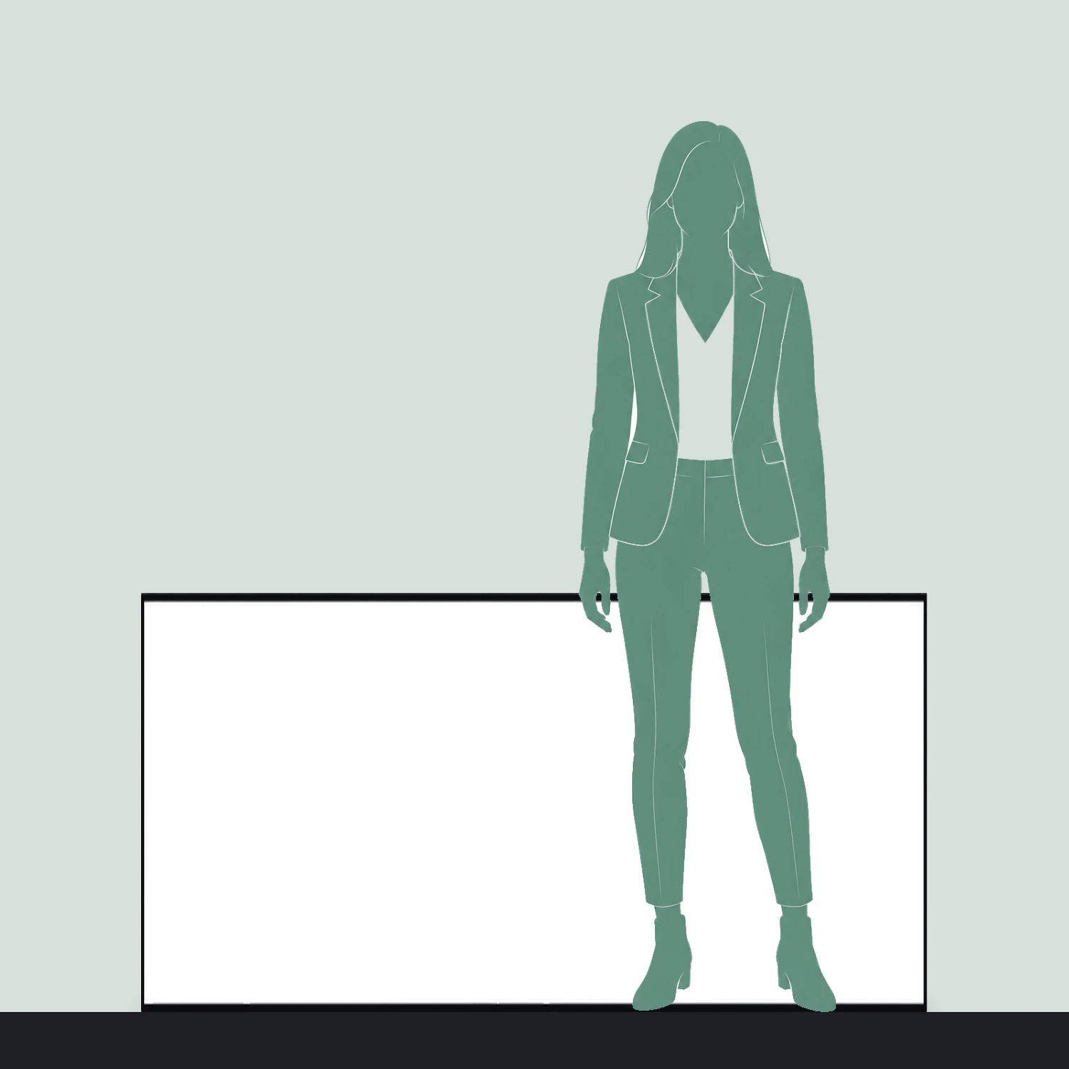1.5m x 800mm Formulate Square Hanging Banner size compared with a person