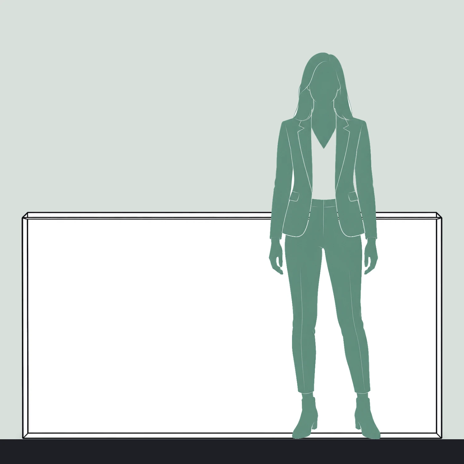 1.85m x 1m Illuminova Wide LED Lightbox Module size compared with a person