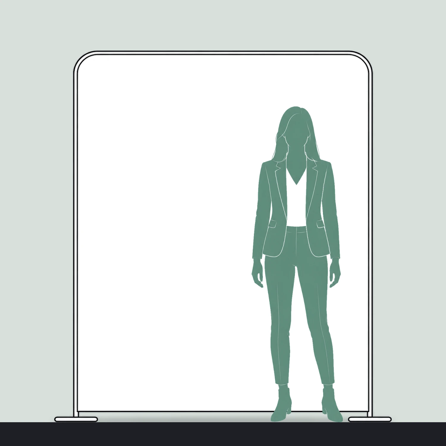 1.8m x 2m Modulate Modular Fabric Wall with Rounded Corners size compared with a person