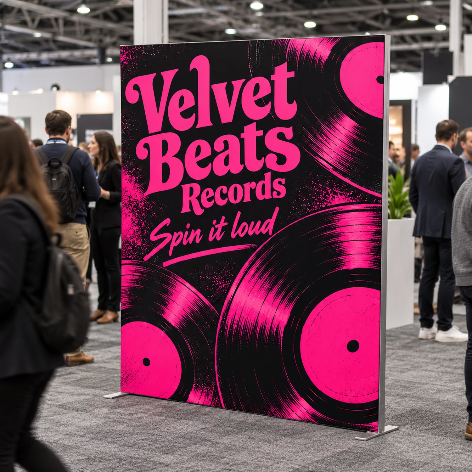 1.95m x 2.5m Vector SEG Fabric Wall Module in use at an event