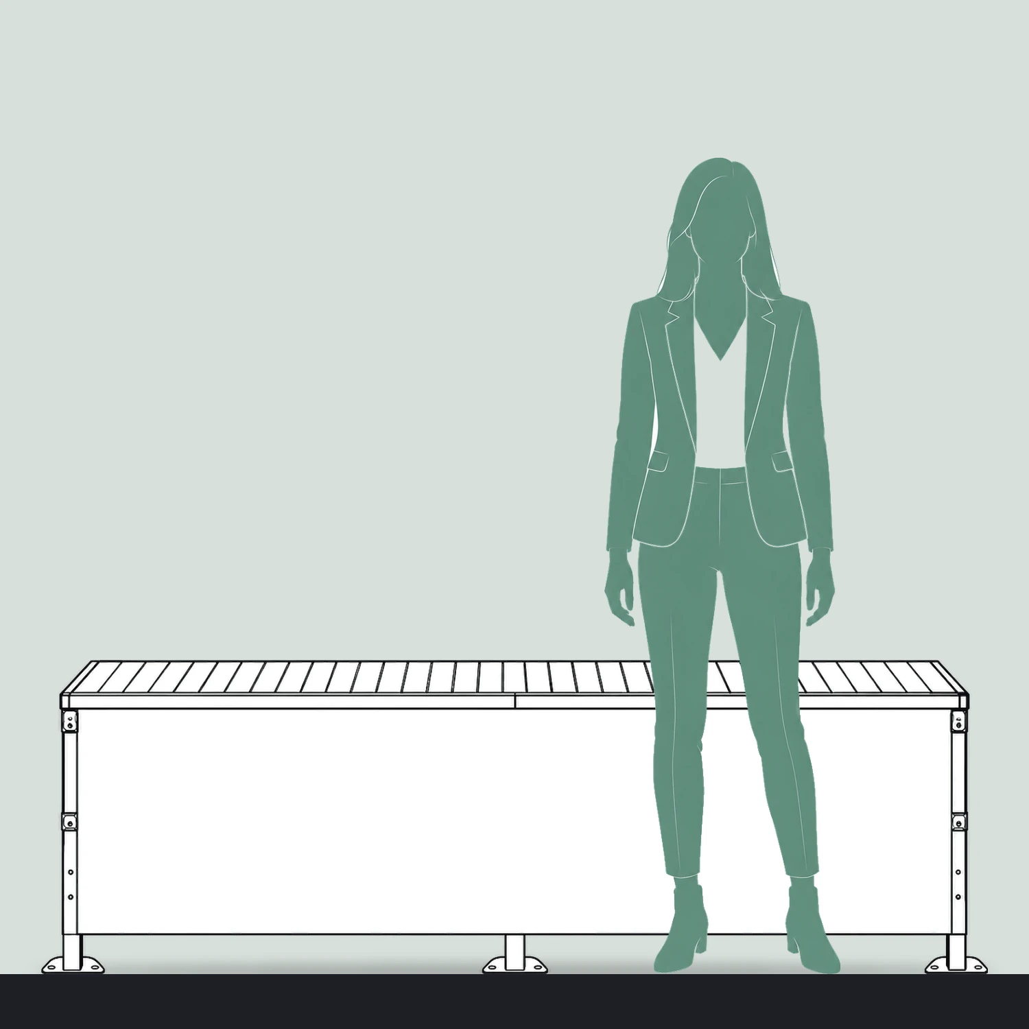 1.97m Zoom Printed Outdoor Event Table size compared with a person