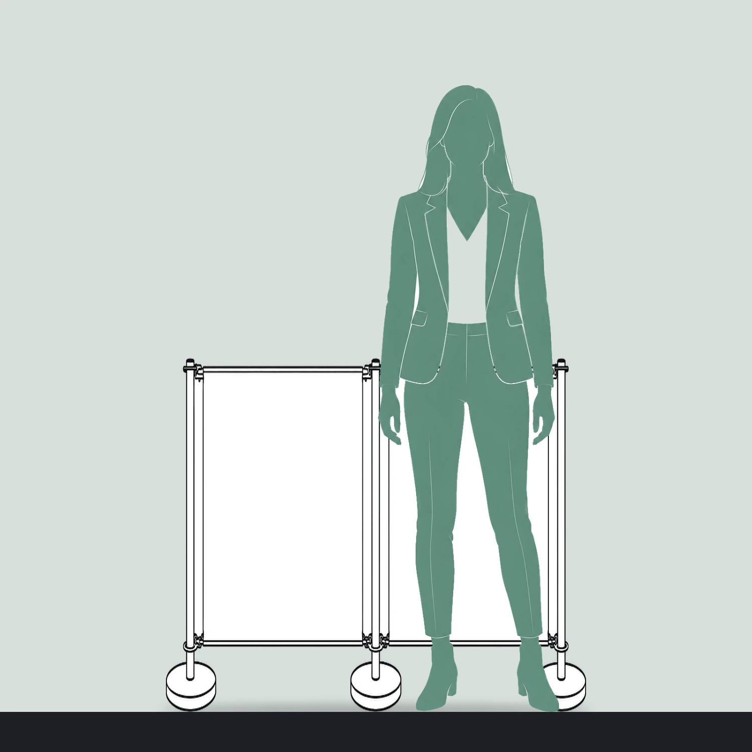 1m Economy Cafe Barrier Kit size compared with a person