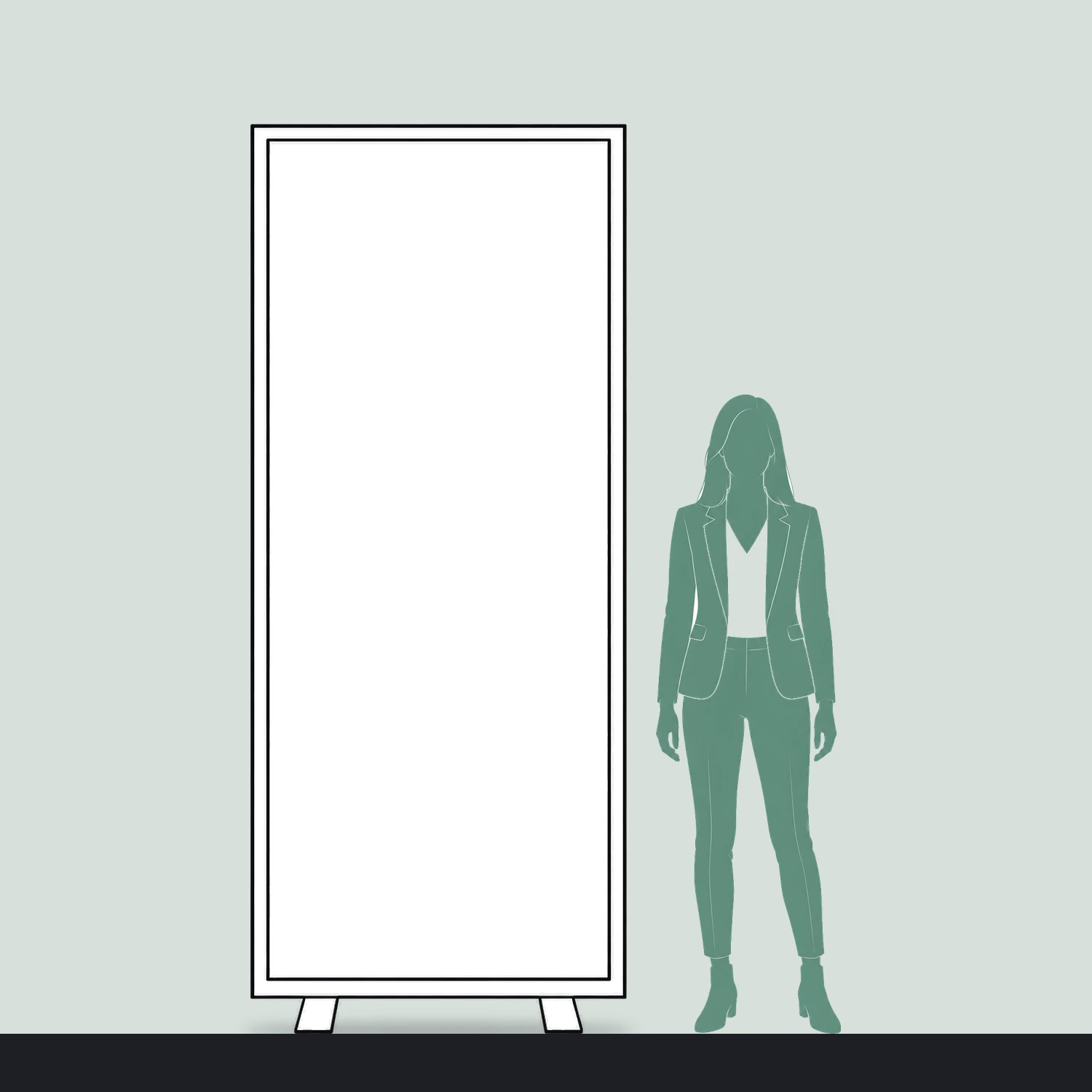 1m x 2.4m IllumiGLOW RGB Illuminated Display Frame size compared with a person
