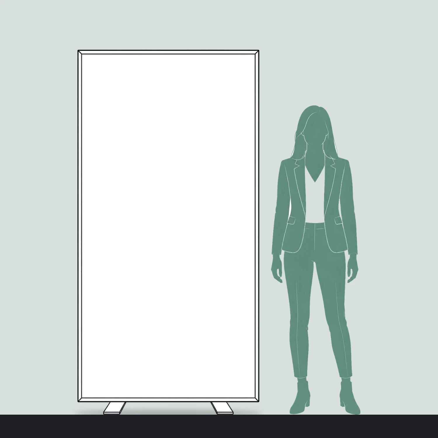 1m x 2m Fastframe LED Lightbox Frame size compared with a person