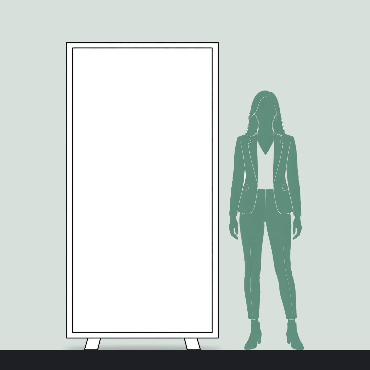 1m x 2m IllumiGLOW RGB Illuminated Display Frame size compared with a person