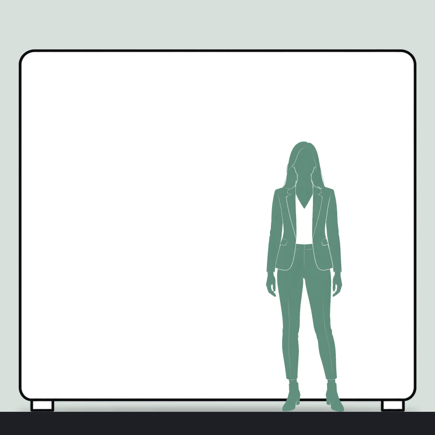 2.5m Curved Stretch Fabric Display Wall size compared with a person