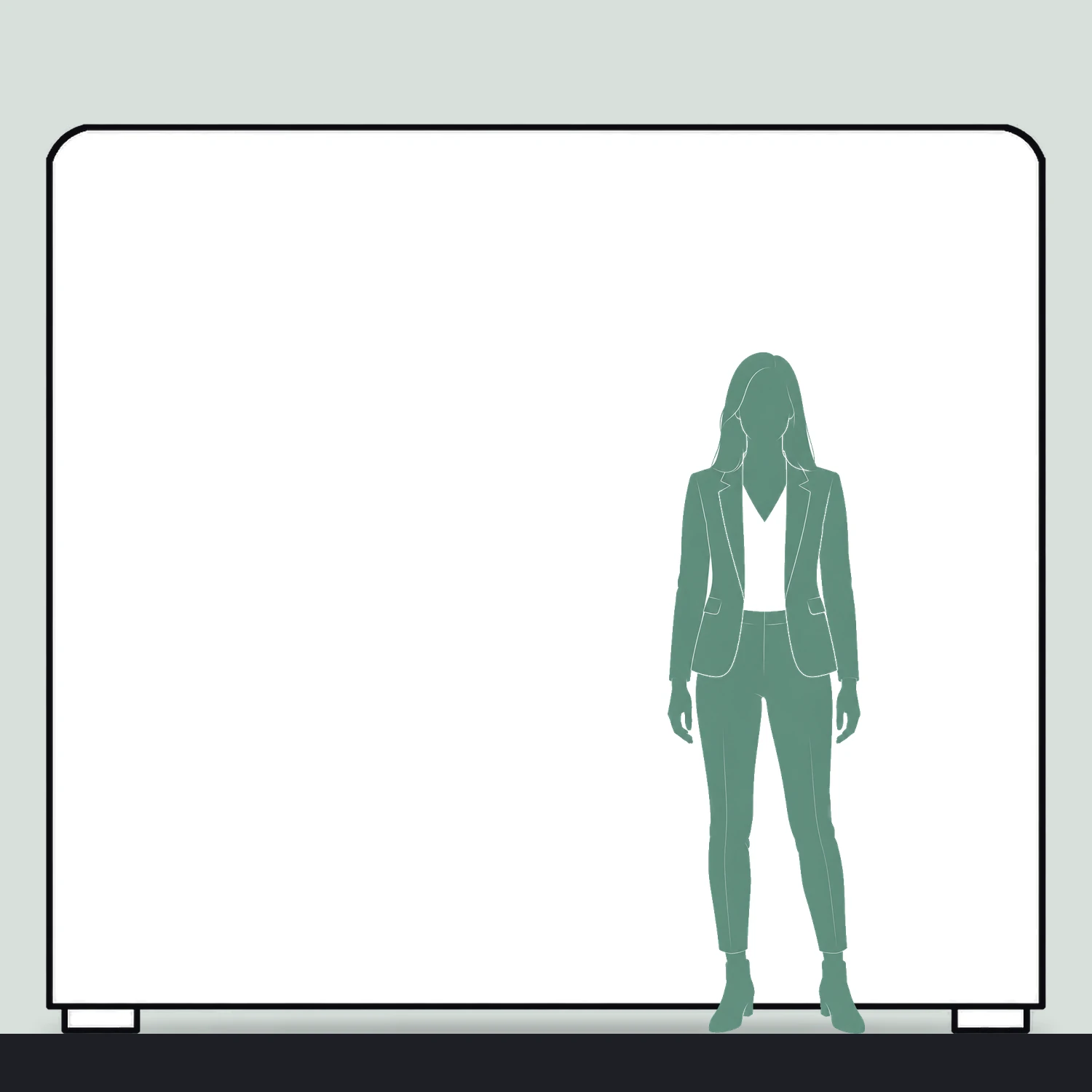 2.5m Straight Stretch Fabric Display Wall size compared with a person
