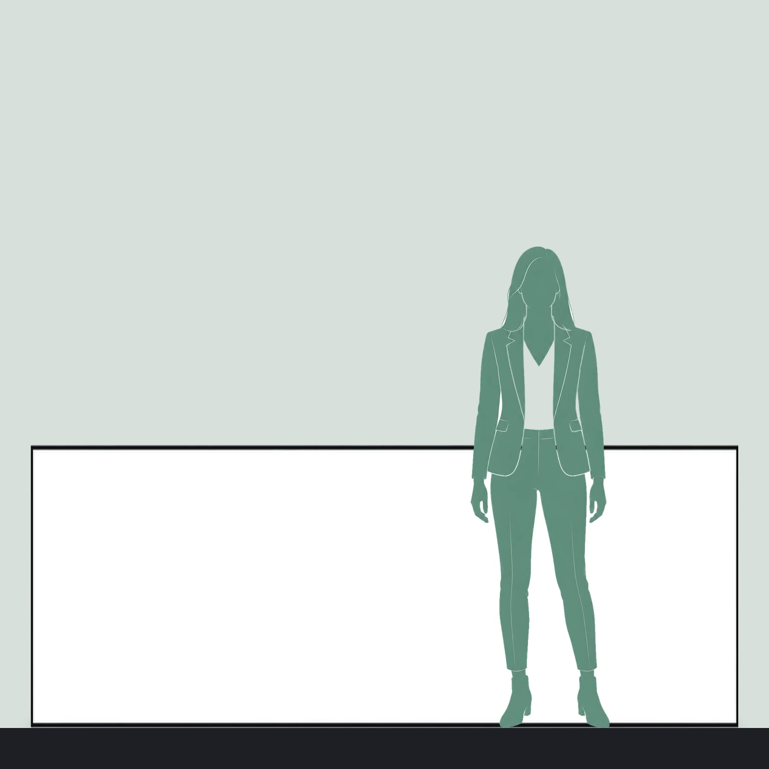 2.5m x 1m Formulate Flat Hanging Fabric Panel size compared with a person