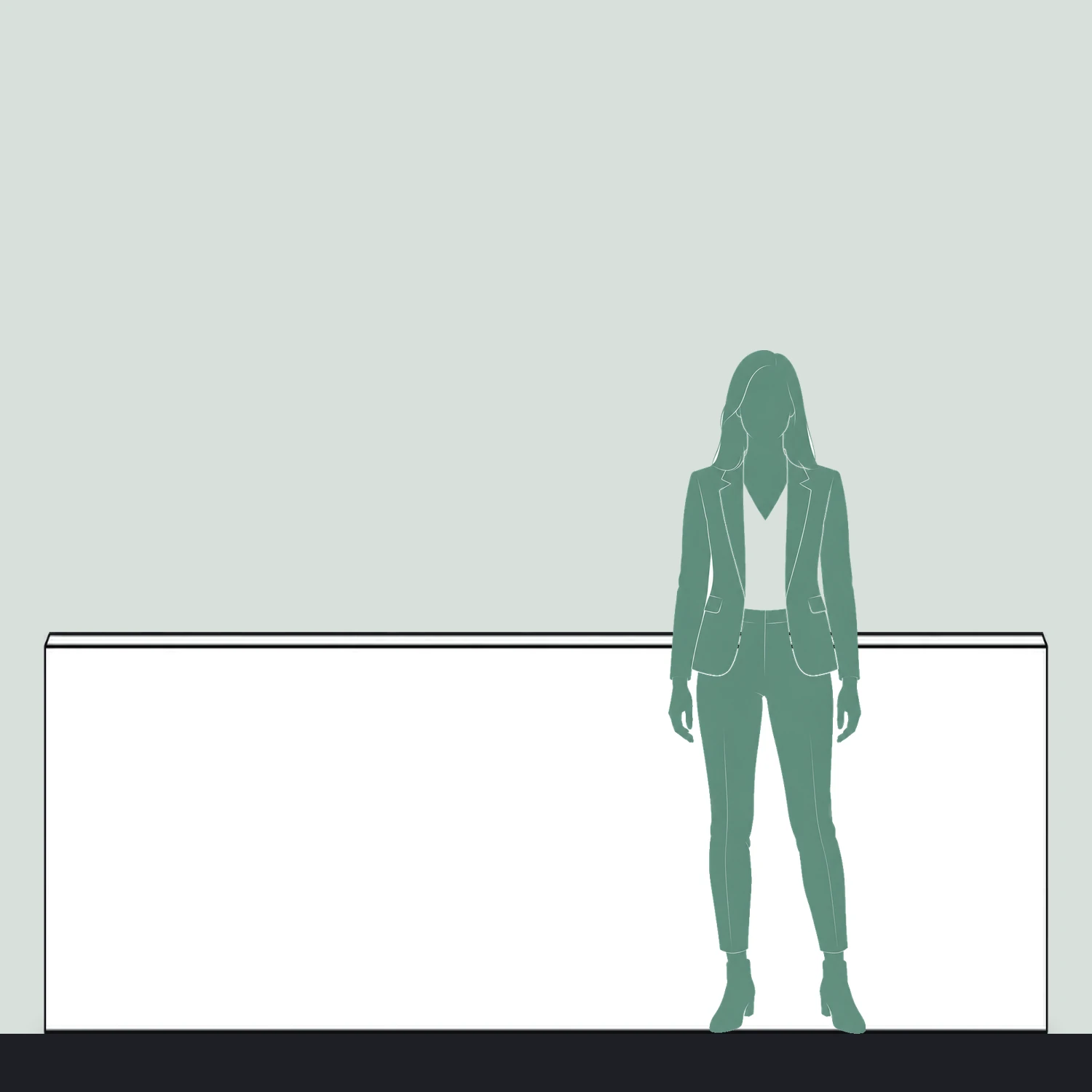 2.5m x 1m Illuminova LED Hanging Lightbox size compared with a person