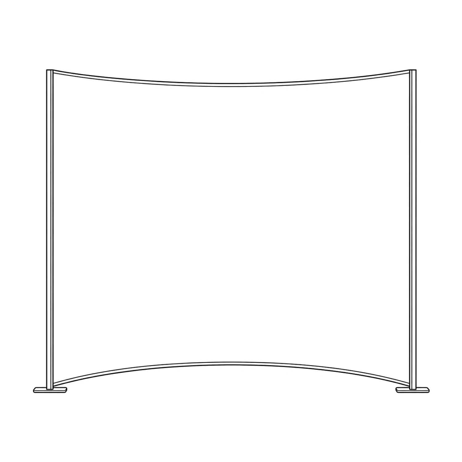 2.8m x 2.5m Vector Curved SEG Fabric Wall Module line drawing