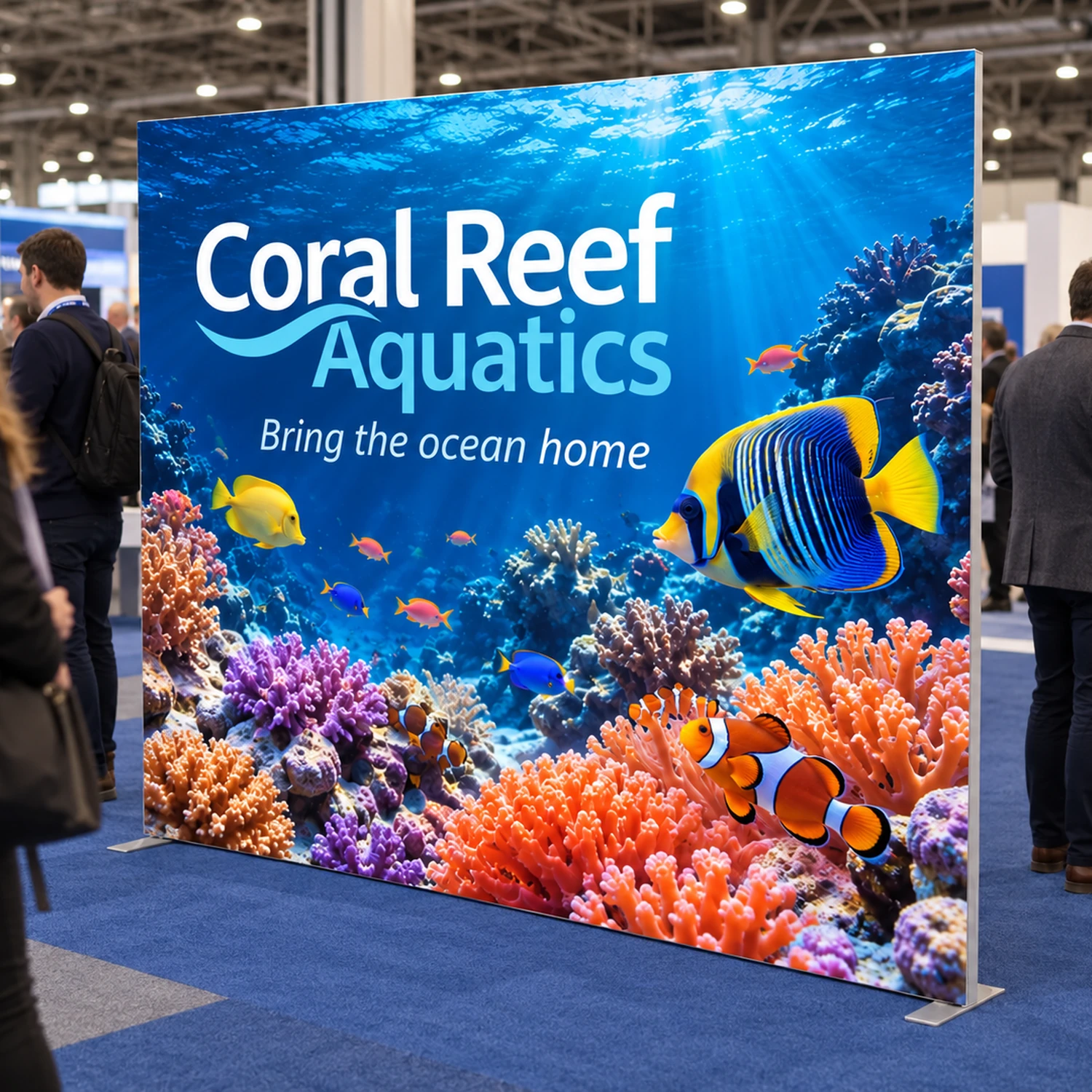 2.95m x 2.5m Vector SEG Fabric Wall Module in use at an event