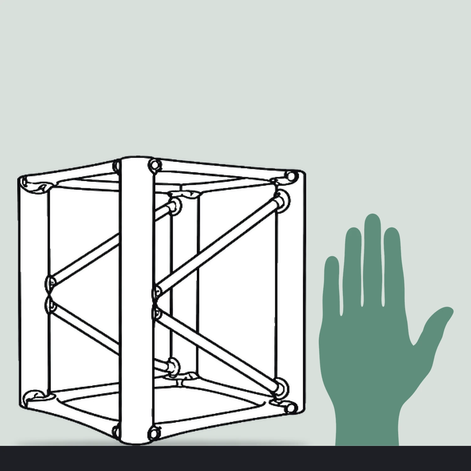 250mm straight truss section size compared with a hand