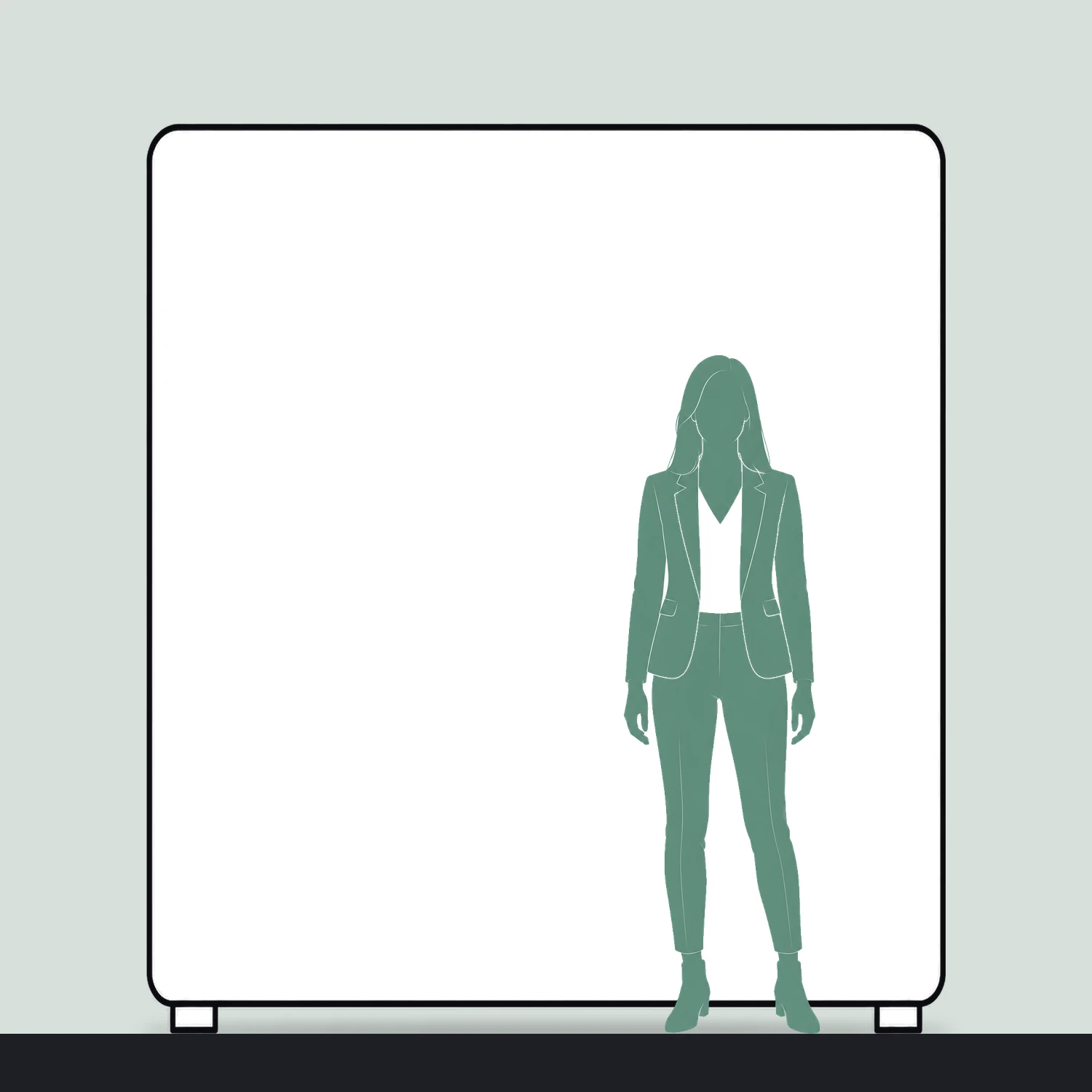 2m Curved Stretch Fabric Display Wall size compared with a person
