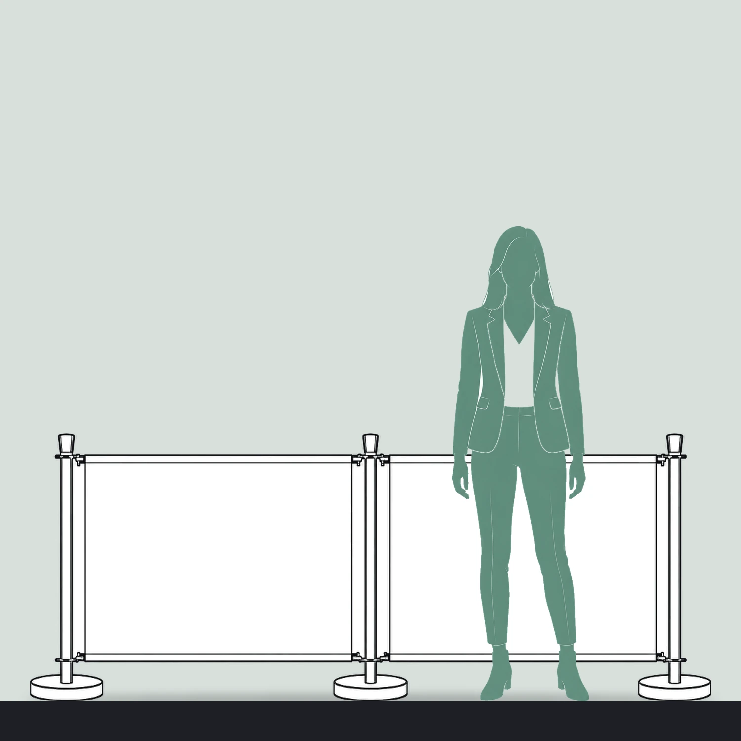 2m Deluxe Cafe Barrier Kit size compared with a person