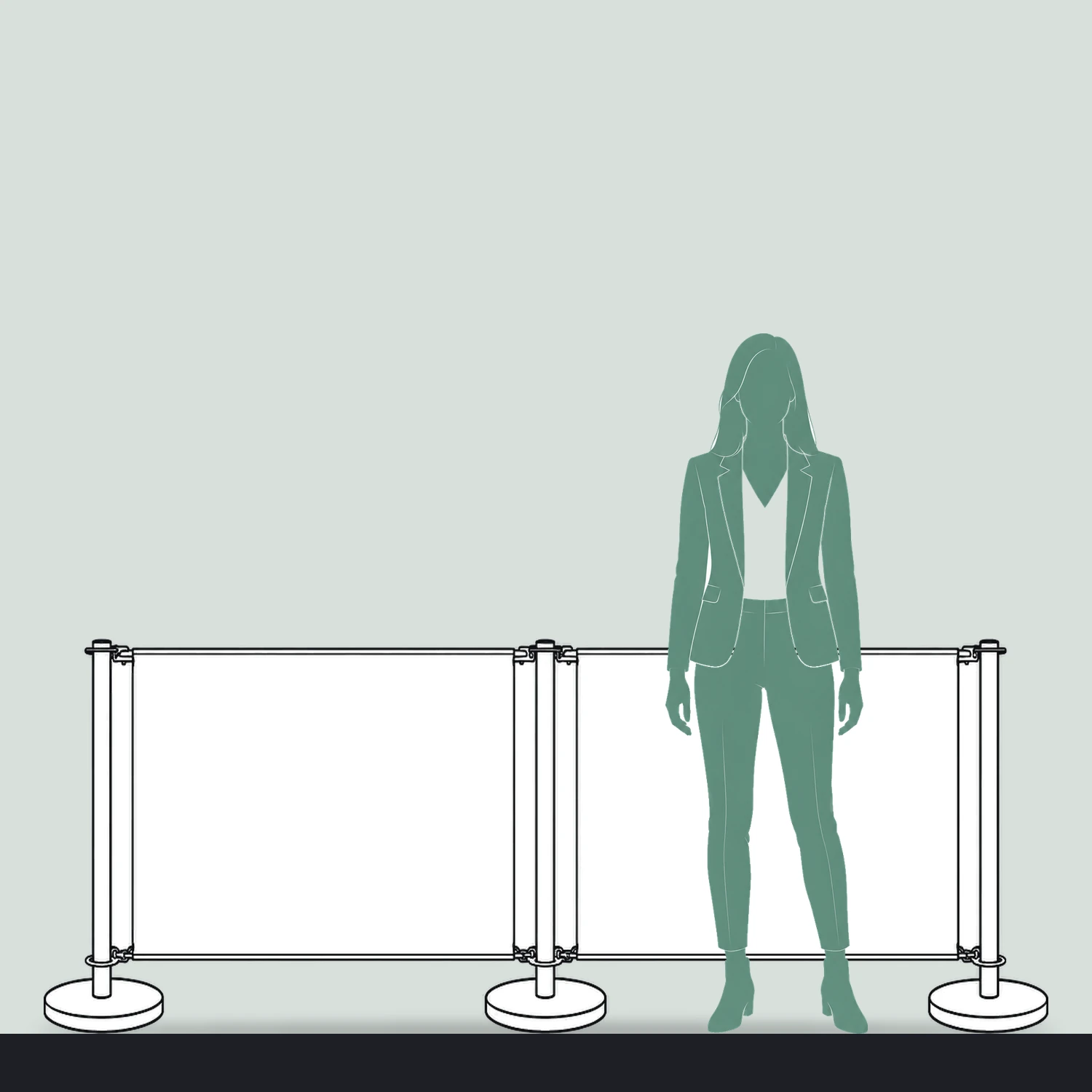 2m Economy Cafe Barrier Kit size compared with a person