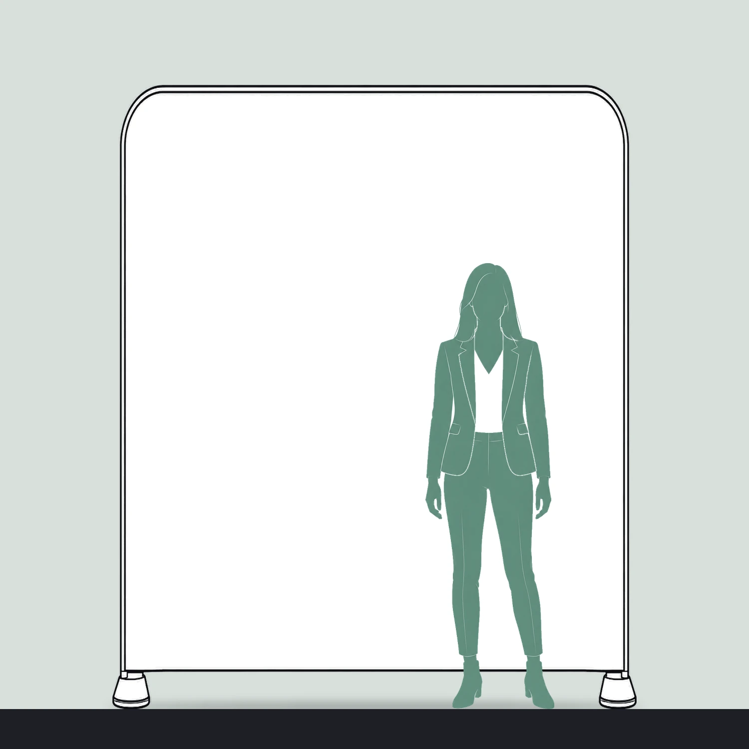 2m Formulate Straight Fabric Display Wall size compared with a person