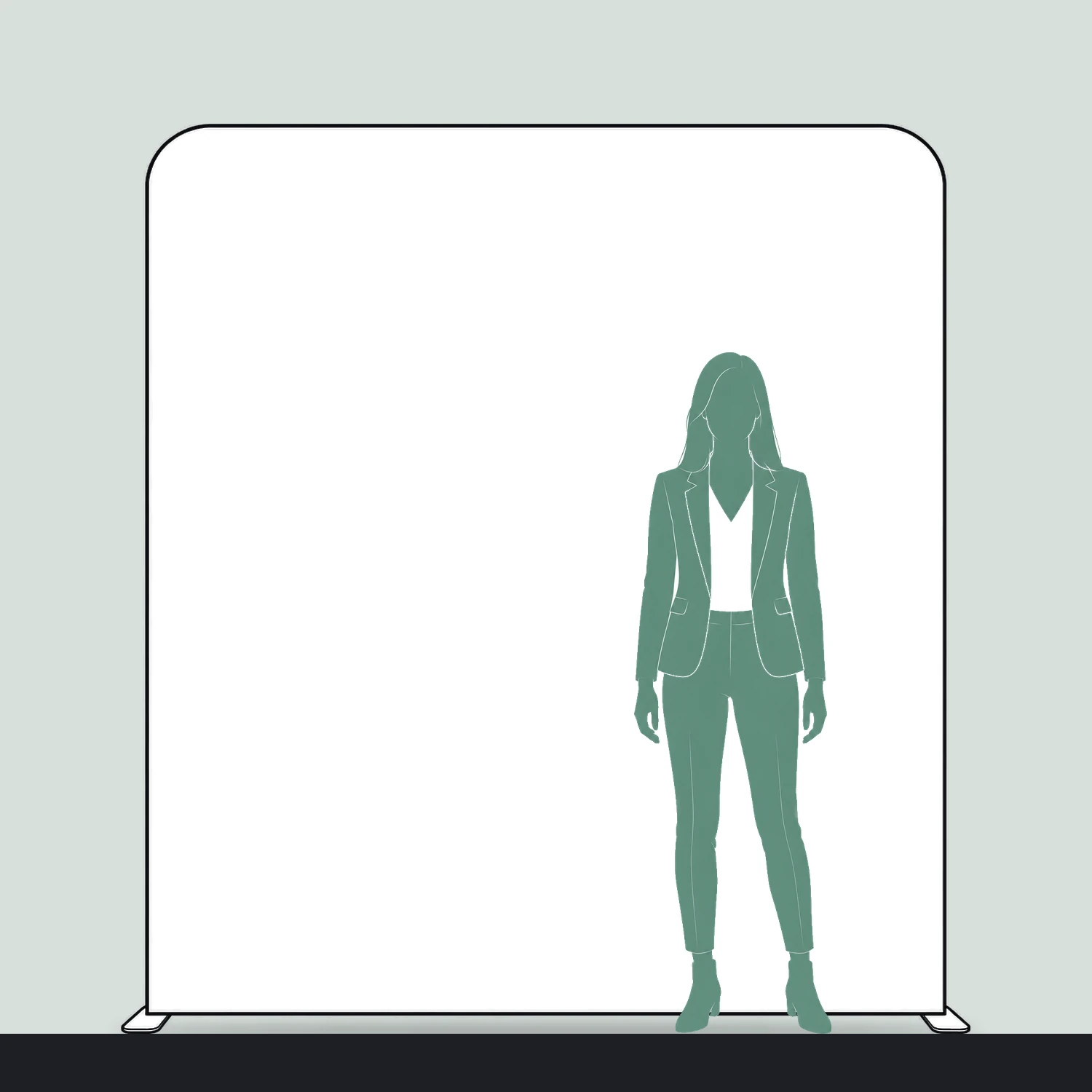 2m Straight Stretch Fabric Display Wall size compared with a person