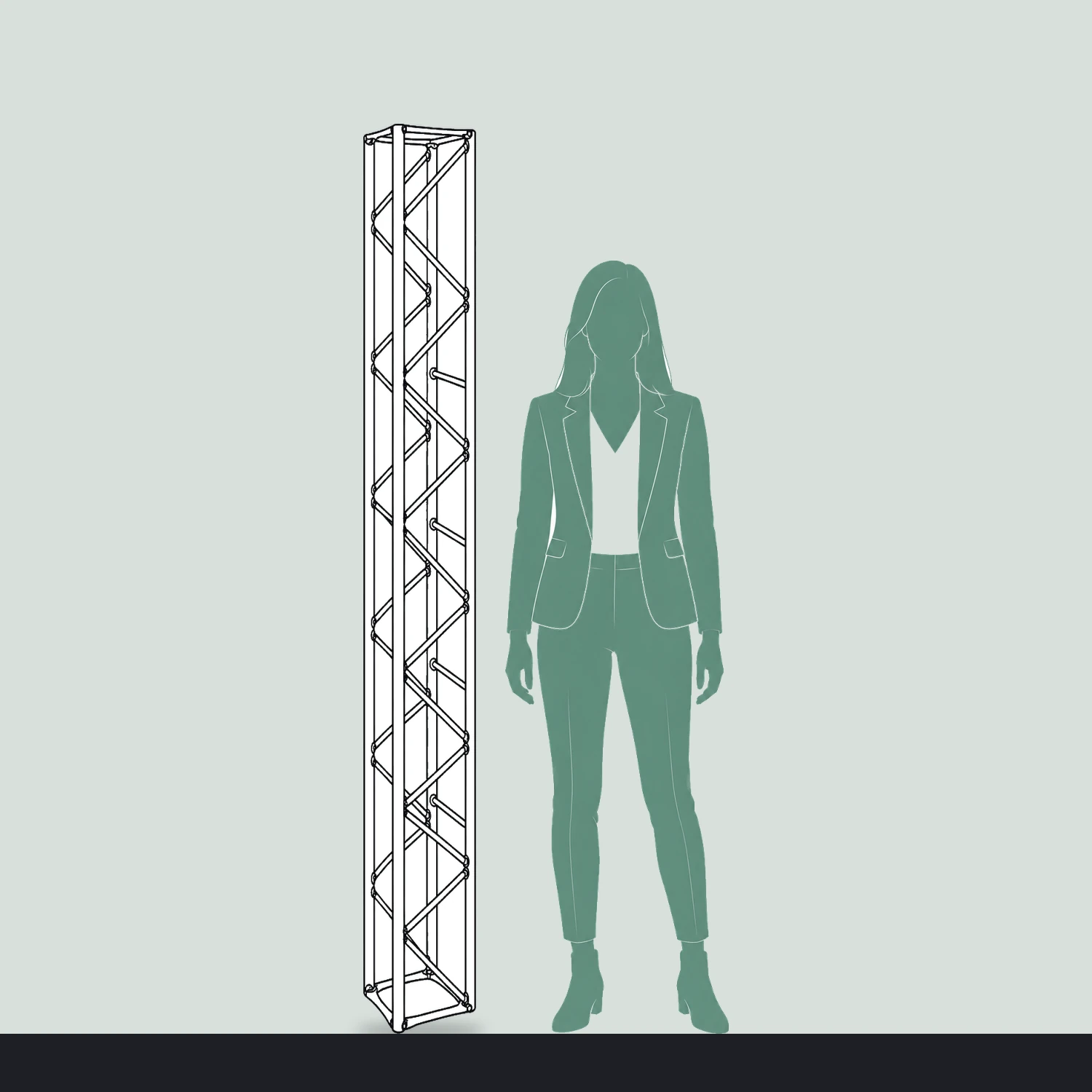 2m straight truss section size compared with a person