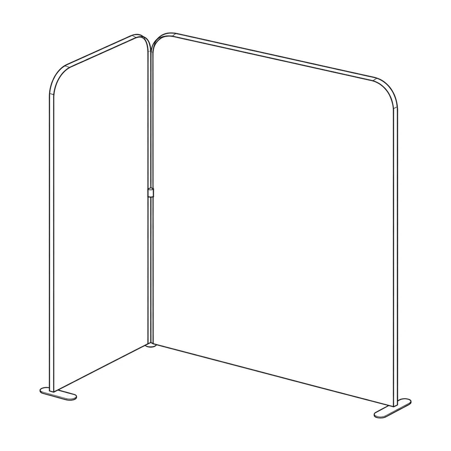 2m x 1m Stretch Fabric Wall Set - Back Wall and One Side Wall line drawing