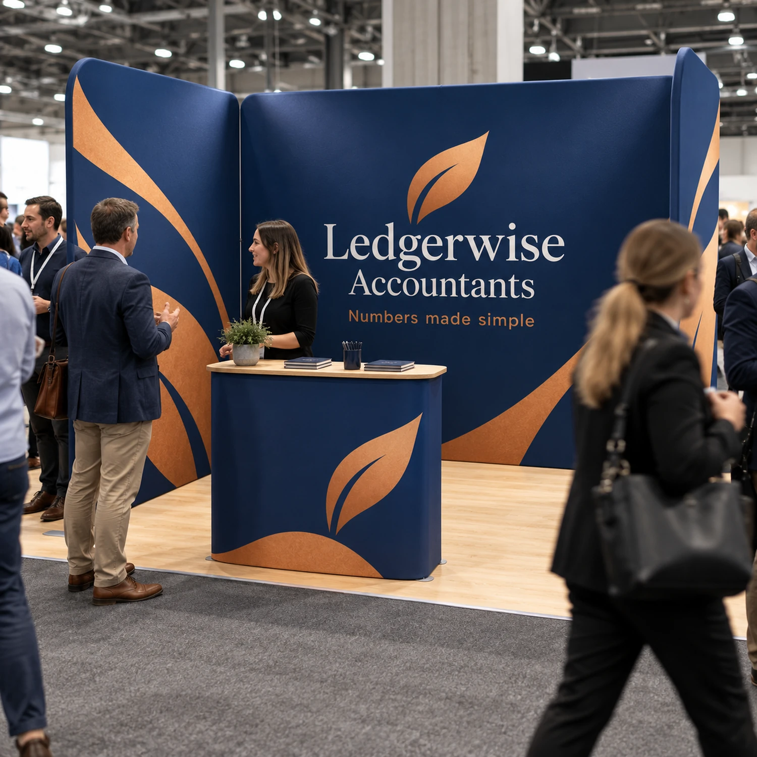 2m x 1m Stretch Fabric Wall Set - Back Wall and Two Side Walls in use at an event
