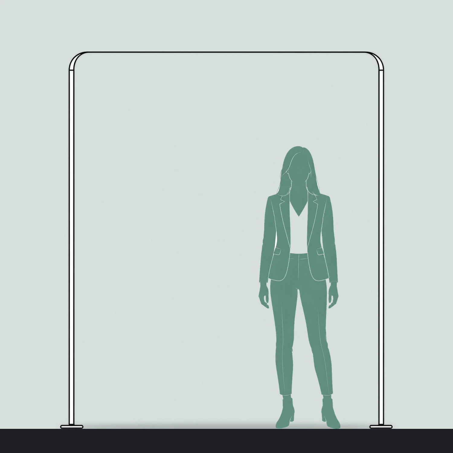 2m x 1m Stretch Fabric Wall Set - Back Wall and Two Side Walls size compared with a person