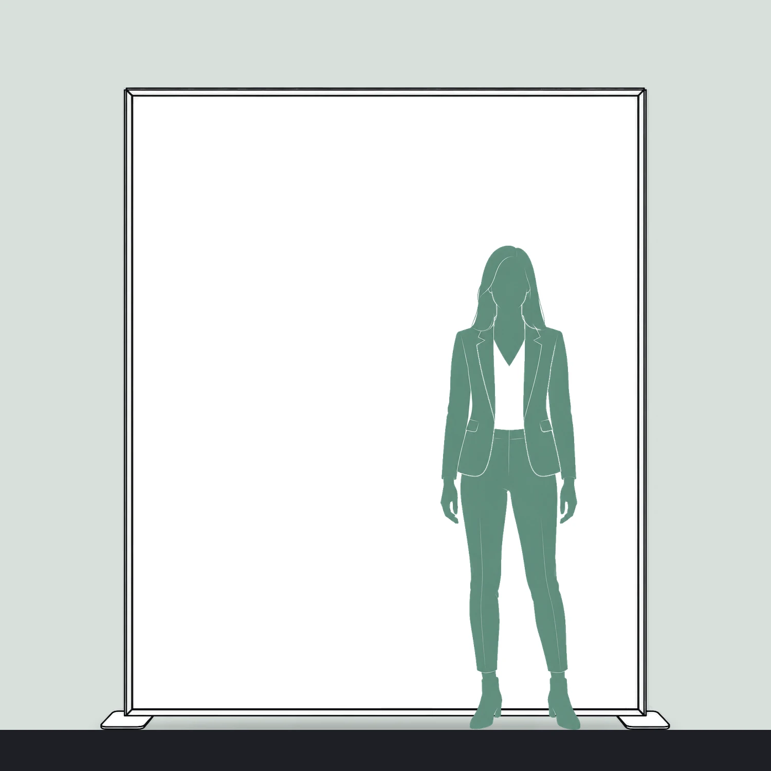 2m x 2.25m Freestanding LED Lightbox Display size compared with a person