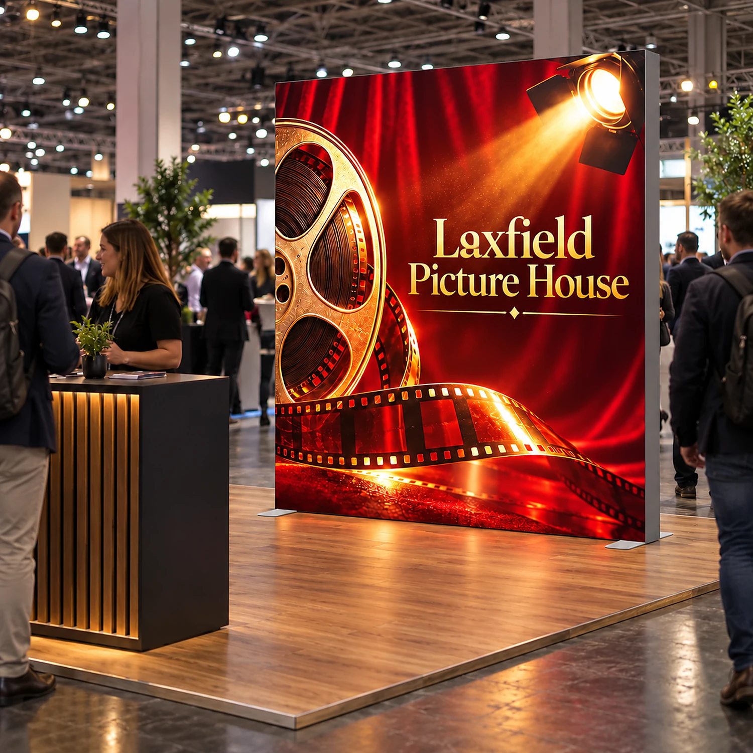 2m x 2.4m Freestanding LED Lightbox Display - Double-Sided, shown with example artwork