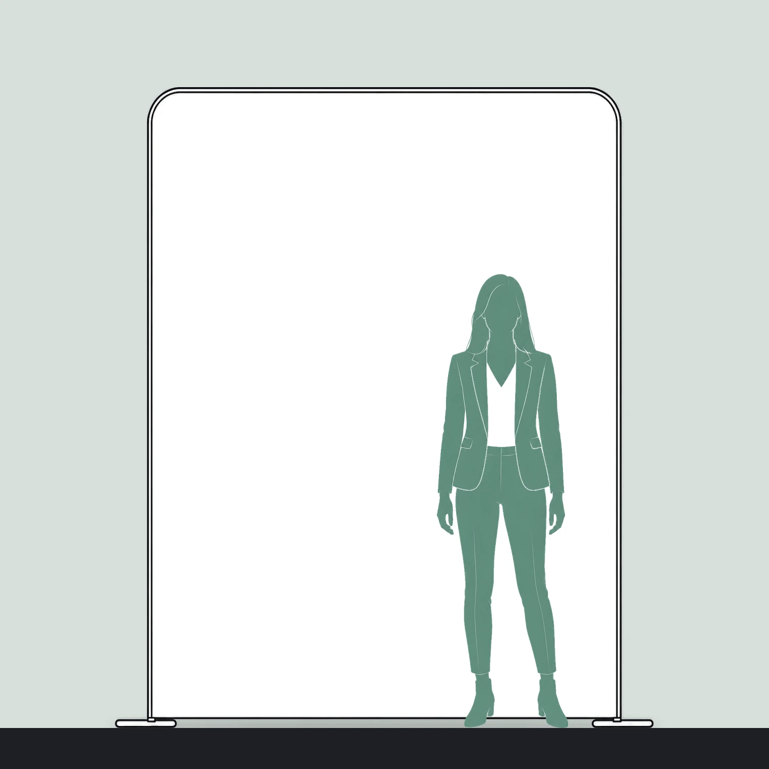 2m x 2.4m Modulate Modular Fabric Wall with Square Corners size compared with a person