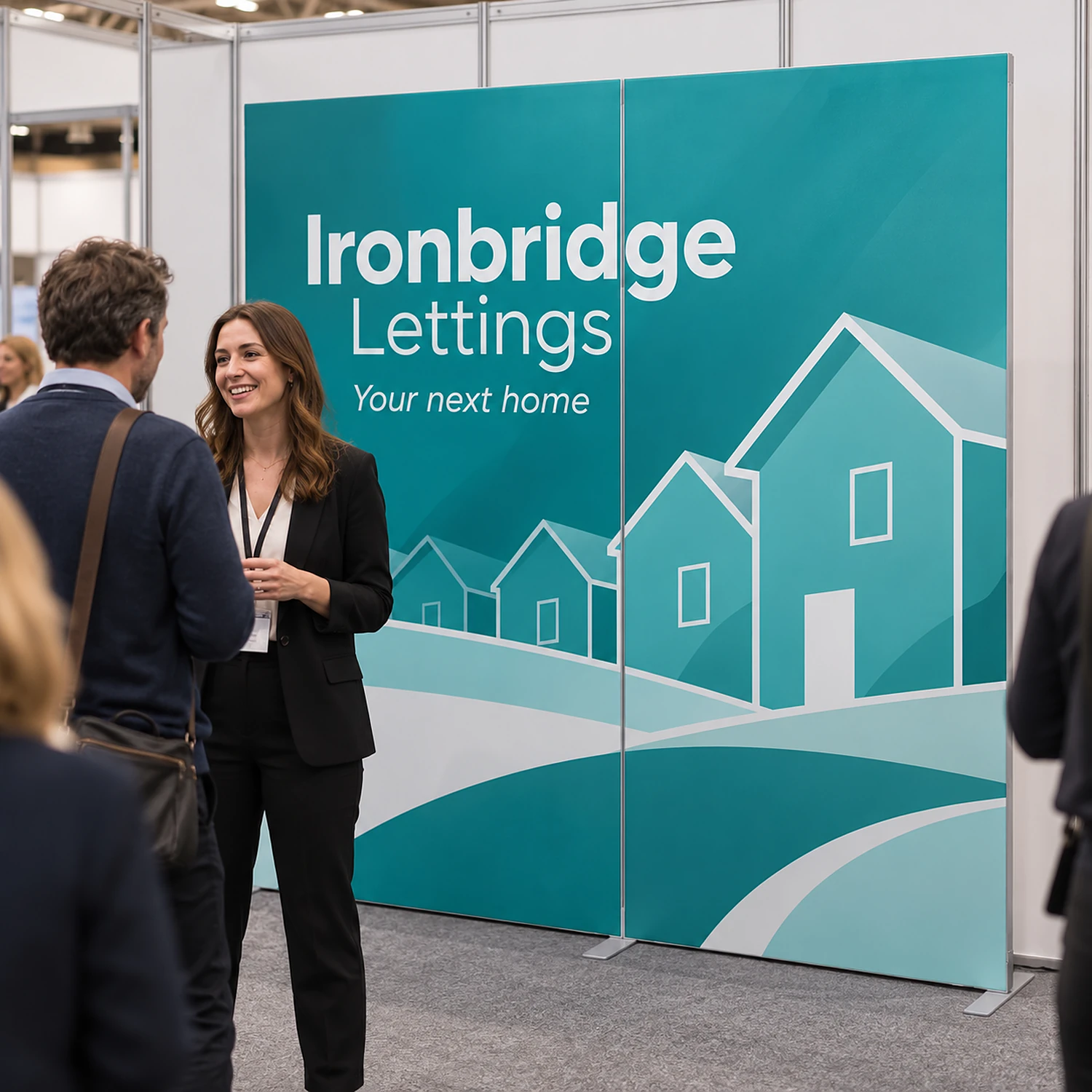 2m x 2m fabric frame backwall as a stand backdrop at a business expo